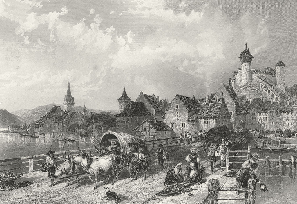 SWITZERLAND. Schaffhausen. Germany. Roberts 1875 old antique print picture